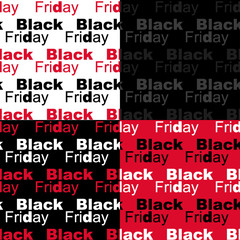 Cute set of Black Friday sale seamless patterns in contrast colors