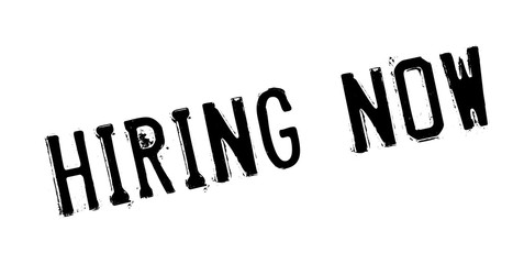Hiring Now rubber stamp. Grunge design with dust scratches. Effects can be easily removed for a clean, crisp look. Color is easily changed.