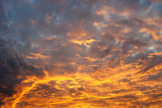 Colorful Orange And Blue Dramatic Sky