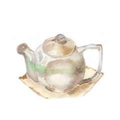 White porcelain teapot isolated on a white background
