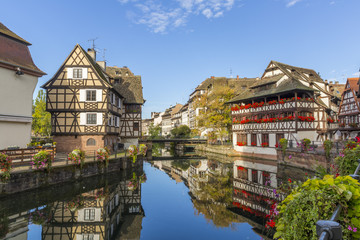Fototapeta na wymiar Morning view of Petite France - a historic quarter of the city of Strasbourg