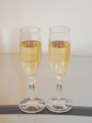 Champagne in beautiful wedding glasses
