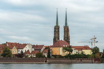 Fototapeta na wymiar View of Ostrow Tumski in Wroclaw (Poland)