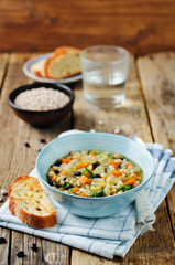 Barley white and black beans vegetable soup