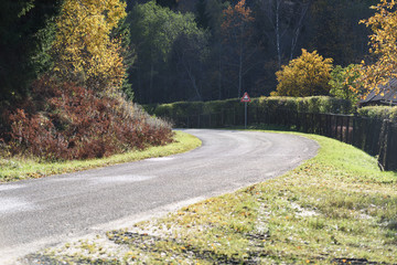empty road in the countryside in autumn