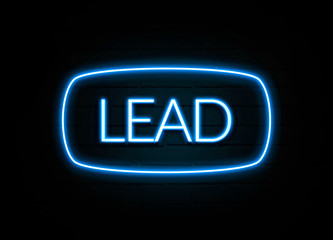 Lead  - colorful Neon Sign on brickwall