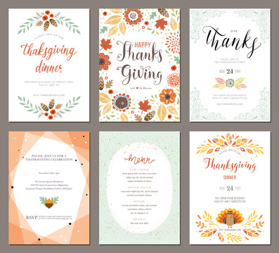Thanksgiving greeting cards and invitations. 