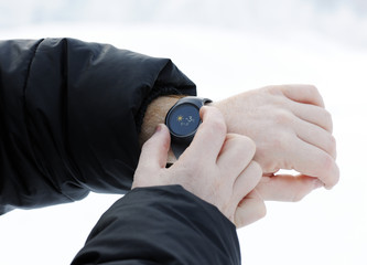 man using smart watch