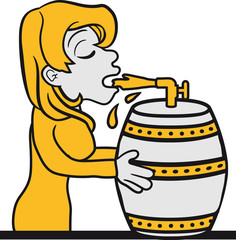 spritzen fass oktoberfest frau weiblich girl mädchen party comic cartoon lustig lachen bier flasche alkohol saufen trinken