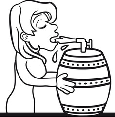 spritzen fass oktoberfest frau weiblich girl mädchen party comic cartoon lustig lachen bier flasche alkohol saufen trinken