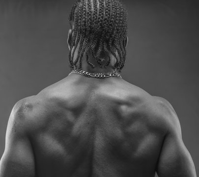 Muscular Black Man With Strong Back