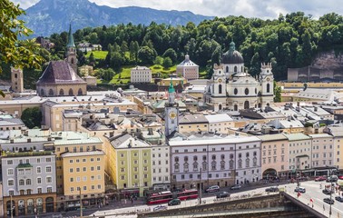 Aerial view panorama skyline of city of Salzburg Austria