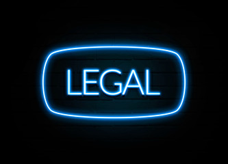 Legal  - colorful Neon Sign on brickwall