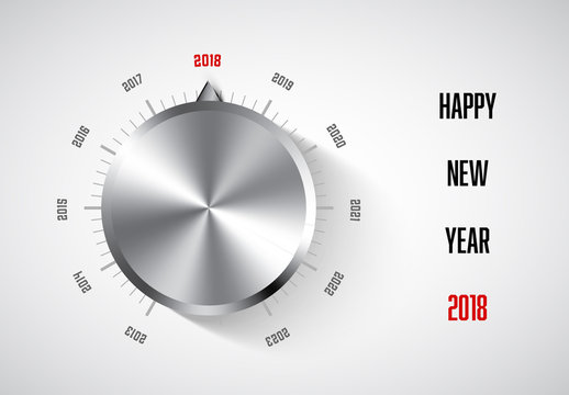 Happy New Year Web Banner with Volume Knob Illustration