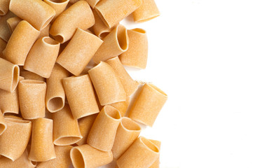 composition of Italian raw Paccheri Pasta.  