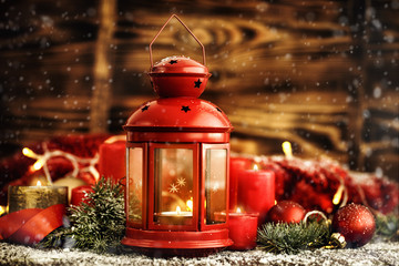 Christmas lantern with candle © nerudol