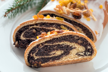 Traditional Polish poppy seeds cake and decoration for Christmas