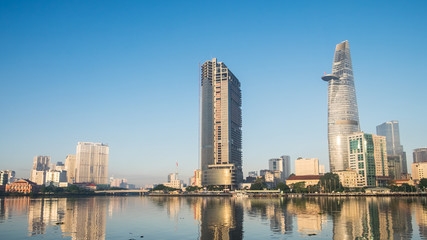 View of Downtown Saigon, Ho Chi Minh city, Viet Nam. Ho Chi Minh city is the biggest city of Vietnam and is the economic center of the country