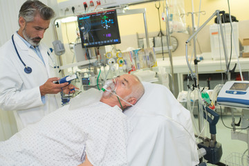 patient wearing an oxygen mask
