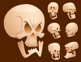 Skull bones human face halloween horror crossbones fear scary vector illustration isolated on background.