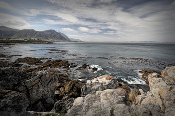 Ocean and coast landscape in Hermanus, South Africa