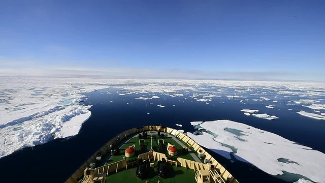 Travel on the icebreaker in the ice , Arctic