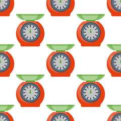 Weight measurement instrumentation balance tools seamless pattern background equipment vector illustration
