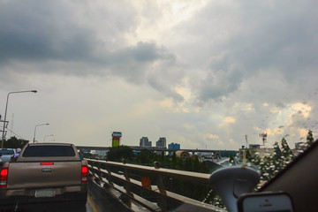 car drive via expressway