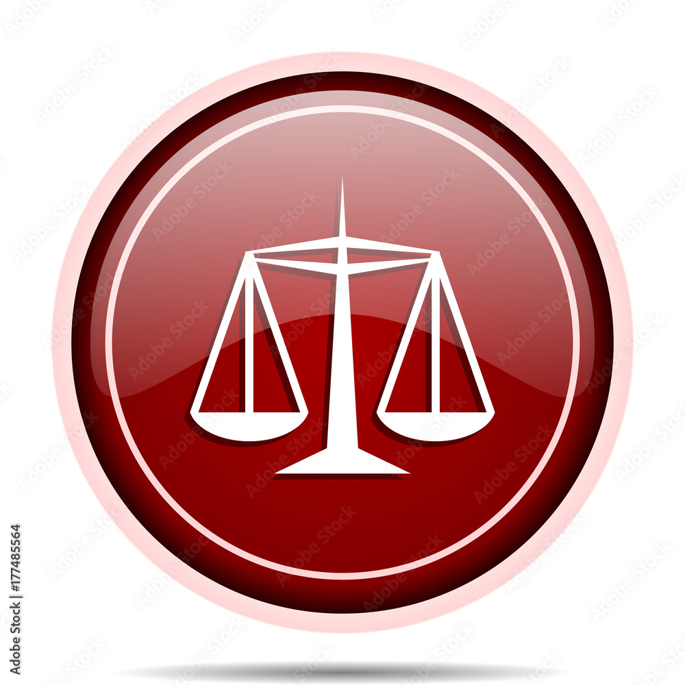 Leinwandbilder Justice red glossy round web icon. Circle isolated internet button for webdesign and smartphone applications.