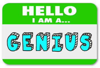 Genius Name Tag Sticker Hello Introduction Smart Intelligent 3d Illustration