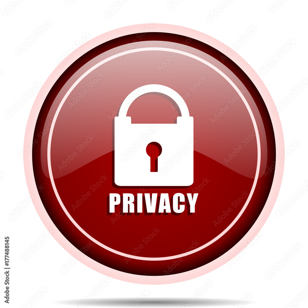 Poster Privacy red glossy round web icon. Circle isolated internet button for webdesign and smartphone applications.