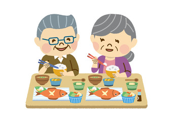 食事をする夫婦