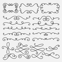 Obraz premium Collection Of Hand Drawn Decorative Calligraphic Elements.