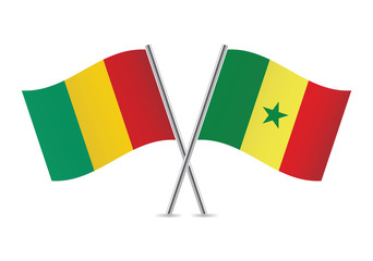Guinea and Senegal flags.Vector illustration.