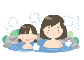 温泉・露天風呂のイメージ・親子