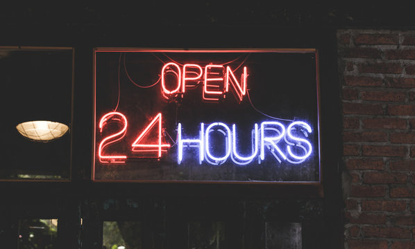 24 Hour Open Label At Shop.