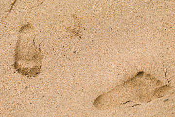 Footprint in the sand on the beach