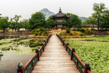 hyangwonjeong pavilion in summer