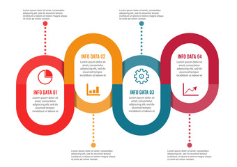 Template Timeline Infographic colored horizontal numbered for four position can be used for workflow, banner, diagram, web design, area chart