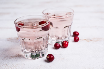 Transparent pink drink