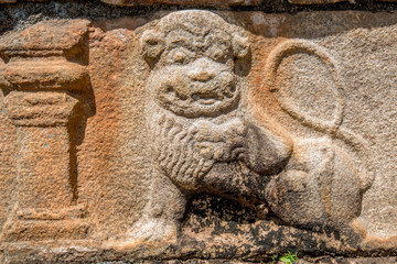 Fototapeta na wymiar Lion sculptures of Polonnaruwa in Sri Lanka
