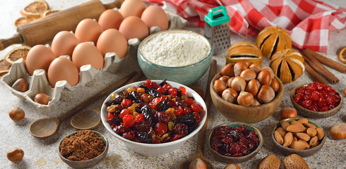 Raw ingredients for baking