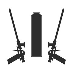 Gun for polyurethane foam. Repair tool silhouette. - obrazy, fototapety, plakaty