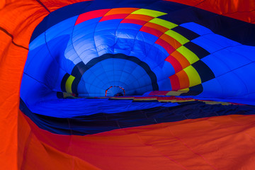 Multi colored hot air balloon view from inside