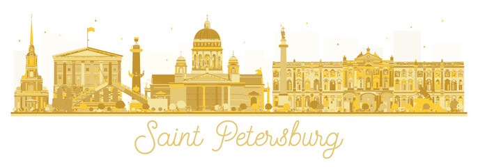 Naklejka premium Saint Petersburg City skyline golden silhouette.