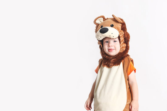 Adorable Toddler Dressed Up In Lion Halloween Costume