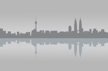 Fototapeta premium Kuala Lumpur panorama graphic reflection