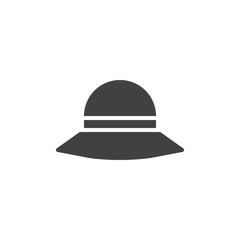 Woman hat icon vector, filled flat sign, solid pictogram isolated on white. Symbol, logo illustration.