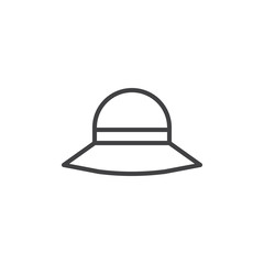 Woman hat line icon, outline vector sign, linear style pictogram isolated on white. Symbol, logo illustration. Editable stroke
