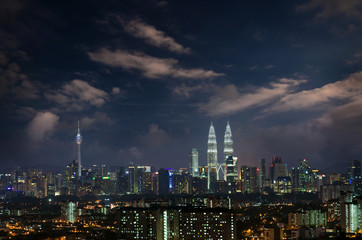 Kuala Lumpur city skyline night view